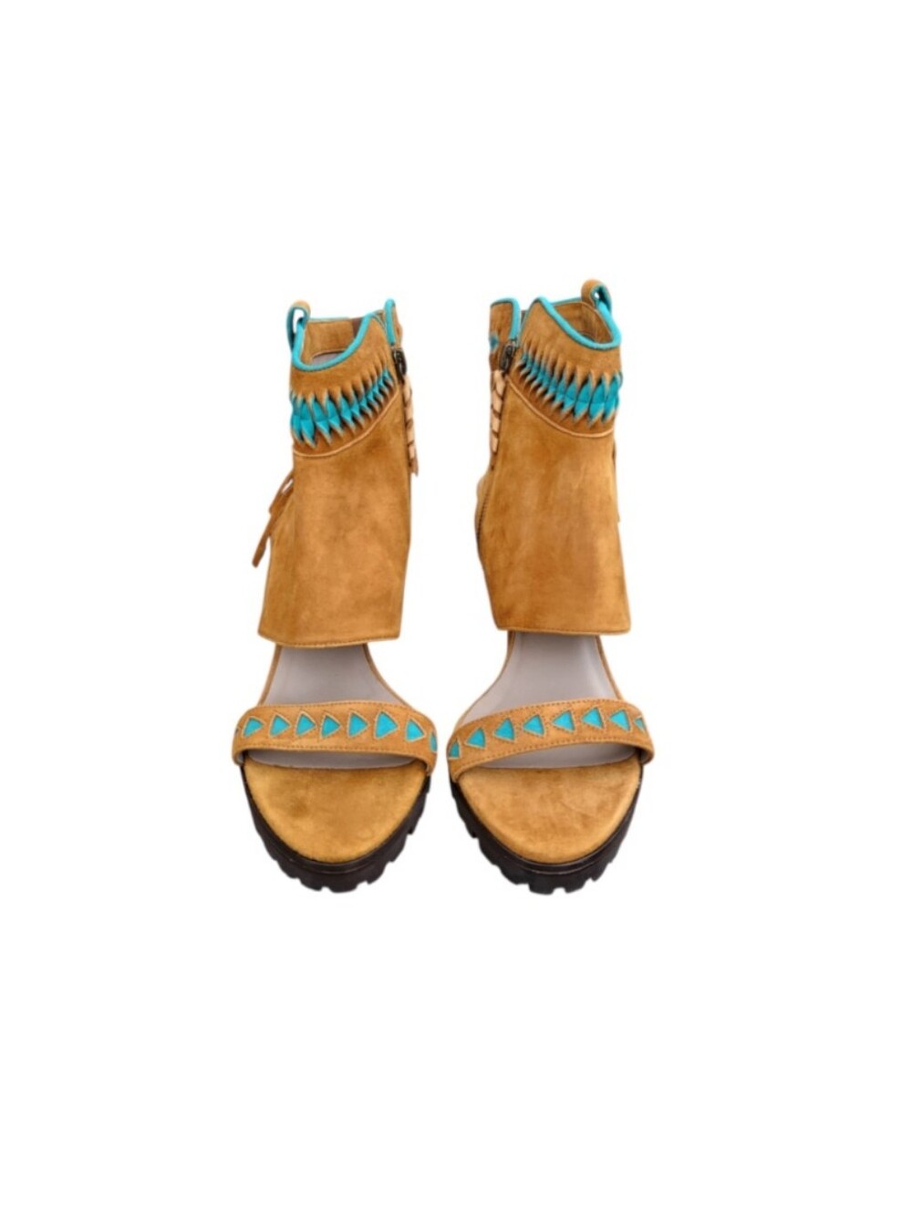 Rare Donald Pliner Lisa Signature Inux Boho Bohemian Native Fringe Stiletto 8 - Picture 5 of 13